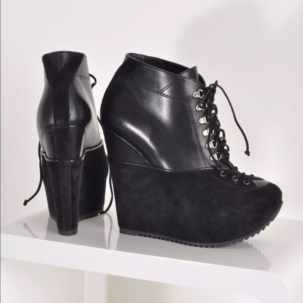 Yves Saint Laurent Black Platform Ankle Booties